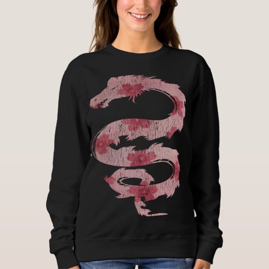 Dragon Japanese Cherry Blossom Flower Vintage Wome Sweatshirt (Vorderseite)