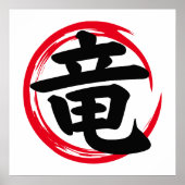 Dragon Japanisches Kanji (竜) im Enso Circle Poster