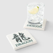 DRAGON japanisches Kanji Steinuntersetzer (Seitenansicht)