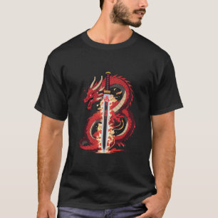 Dragon Katana   Anime-Feuer-T-Shirt für Männer T-Shirt