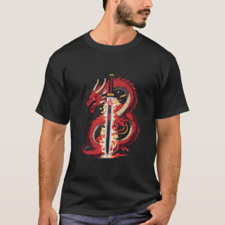 Dragon Katana | Anime-Feuer-T-Shirt für Männer T-Shirt