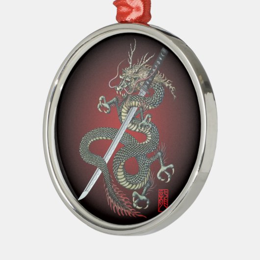 Dragon katana silbernes ornament (Links)