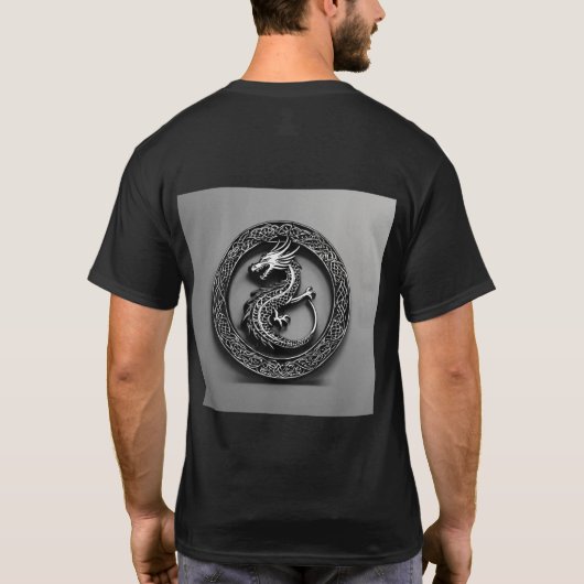 Dragon keltic Schwarz abstrakte Tätowierung auf Sh T-Shirt (Rückseite)