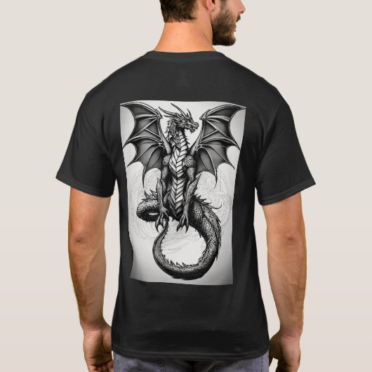 Dragon keltisch abstraktes Tätowierhemd, schwarz g T-Shirt (Rückseite)