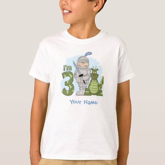 Dragon Knight 3. Geburtstag Personalisiert T-Shirt (Vorderseite)