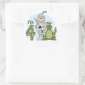 Dragon Knight 4. Geburtstag Runder Aufkleber (Tasche)