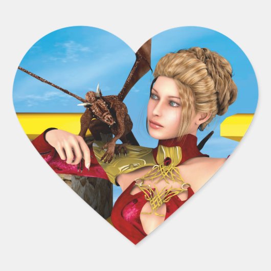 Dragon Lady Herz-Aufkleber (Vorderseite)