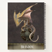 Dragon Leather Metal Personalisiert Viking Shield Notizblock (Rückseite)