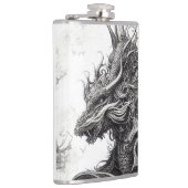 Dragon Legend Wild Nature Illustration Line Epic Flachmann (Rechts)