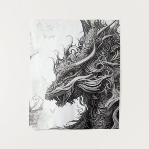 Dragon Legend Wild Nature Illustration Line Epic Wandteppich