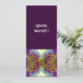 DRAGON LIEBE Celtic Knots Lila Fantasie Gold Einladung (Stehend Vorderseite)
