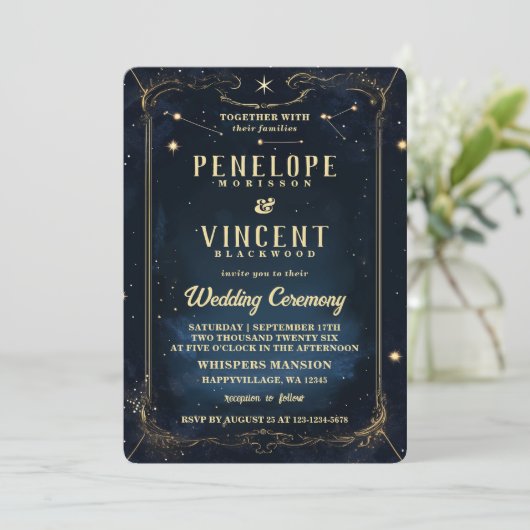 Dragon Liebe geschrieben in Sternen | Tarot Hochze Einladung (Stehend Vorderseite)