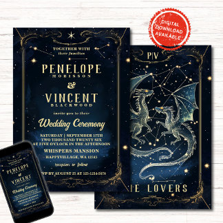 Dragon Liebe geschrieben in Sternen | Tarot Hochze Einladung