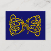 DRAGON LIEBE / Gold Celtic Knot Dragons Blue Visitenkarte (Rückseite)