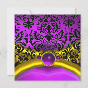 DRAGON LIEBE GOLD LILA SCHWARZ DAMASK MONOGRAMM EINLADUNG