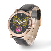 DRAGON-LIEBE/GOLD-ZELLTIKKNOTEN GEMSTONE-MONOGRAMM ARMBANDUHR (Winkel)