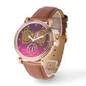 DRAGON-LIEBE/GOLD-ZELLTIKKNOTEN GEMSTONE-MONOGRAMM ARMBANDUHR (Winkel)