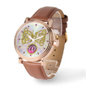 DRAGON-LIEBE/GOLD-ZELLTIKKNOTEN GEMSTONE-MONOGRAMM ARMBANDUHR (Winkel)