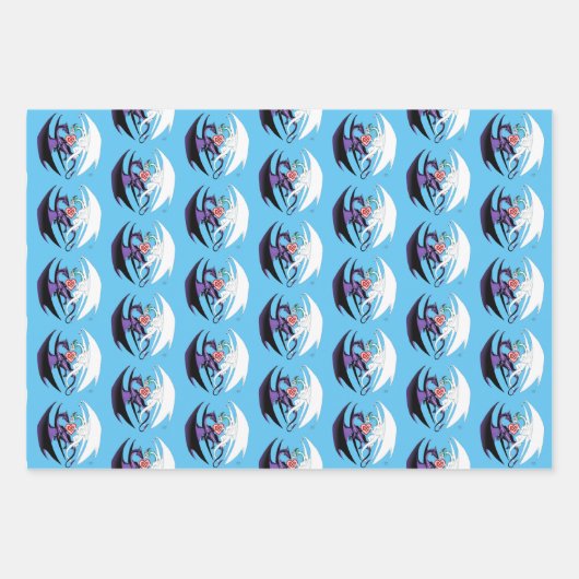 Dragon Liebe Heart Blue Geschenkpapier Set (Vorderseite 2)