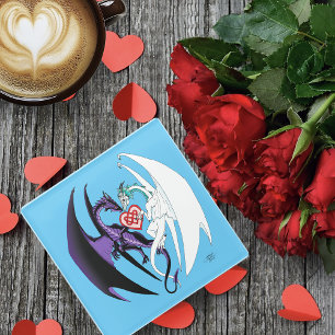 Dragon Liebe Heart Blue Glasuntersetzer