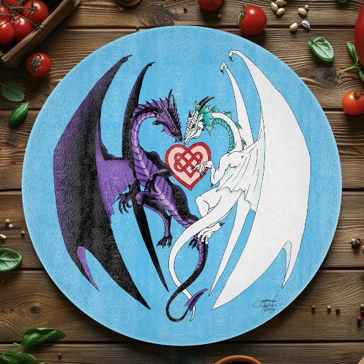 Dragon Liebe Heart Blue Schneidebrett