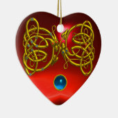 DRAGON LIEBE HEART Red Ruby and Blue Sapphire Keramik Ornament (Rechts)