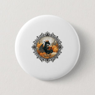 Dragon liest Bücher mit Fall Pumpkin Fant Button