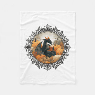 Dragon liest Bücher mit Fall Pumpkin Fant Fleecedecke