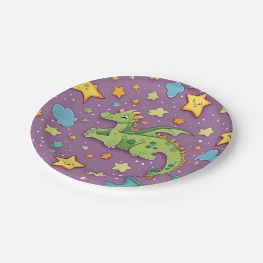 Dragon lila pappteller (Schrägansicht)