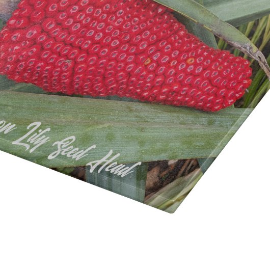 Dragon Lily Red Seed Head Schneidebrett (Ecke)