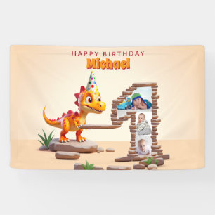 Dragon Little Dino 1. Geburtstag Große Zahl Foto Banner