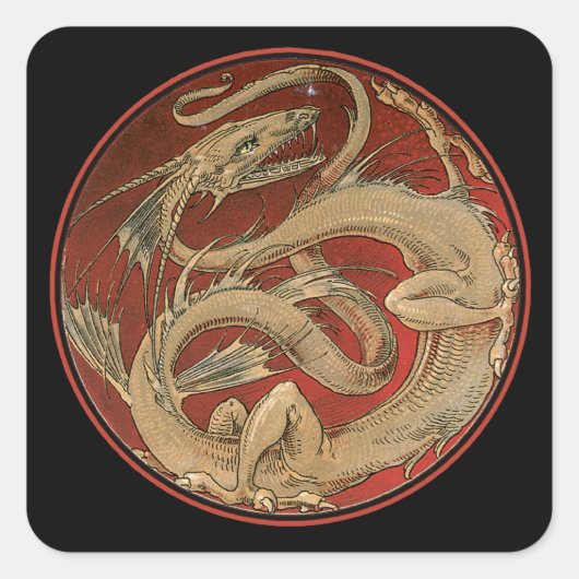 Dragon Lore Art Nouveau Quadratischer Aufkleber (Vorderseite)