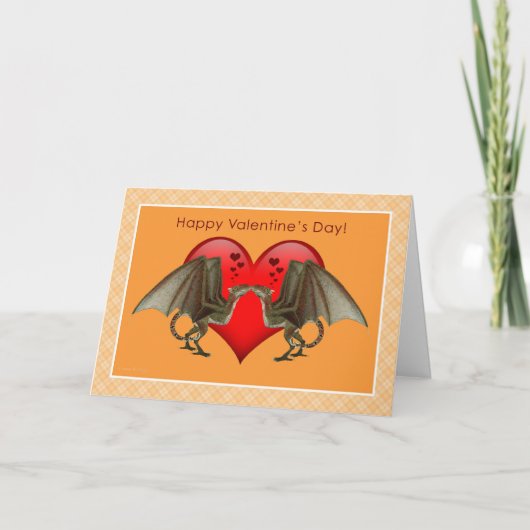 Dragon Love Valentine's Day Card Feiertagskarte (Vorderseite)