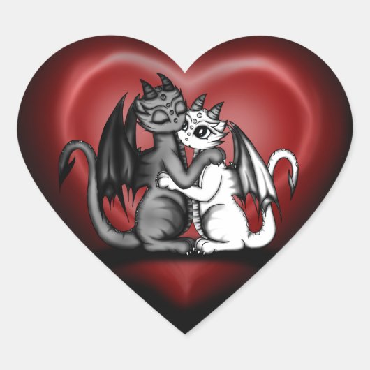 Dragon Lovepair Herz-Aufkleber (Vorderseite)