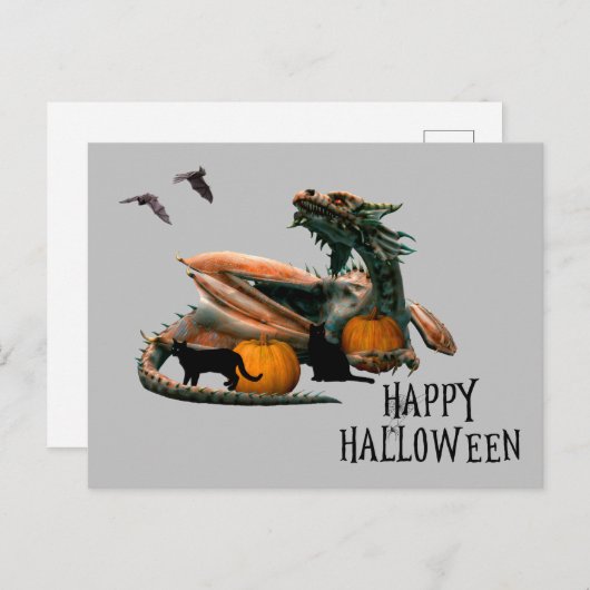 Dragon Lover Happy Halloween Pumpkin Cat Postkarte (Vorne/Hinten)
