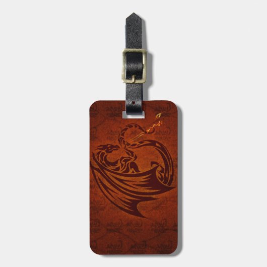 Dragon Luggage Tag mit Ledergurt Gepäckanhänger (Vorderseite vertikal)