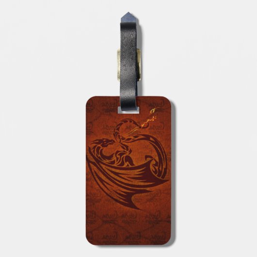 Dragon Luggage Tag mit Ledergurt Gepäckanhänger (Rückseite vertikal)