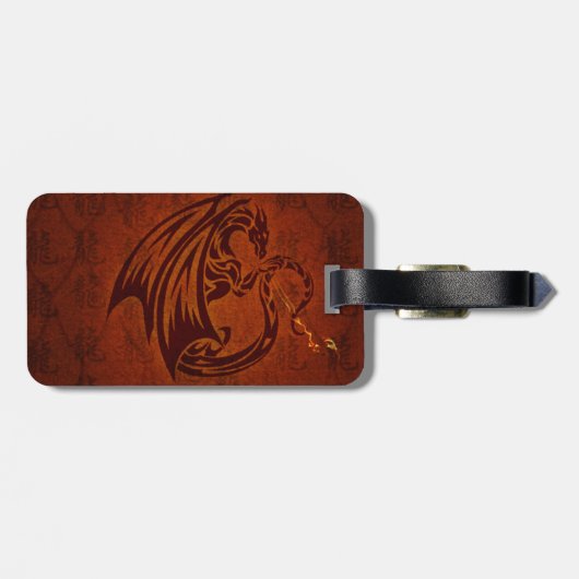Dragon Luggage Tag mit Ledergurt Gepäckanhänger (Rückseite horizontal)