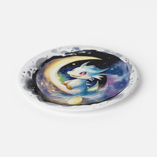 Dragon Magic Baby Dusche Pappteller (Schrägansicht)