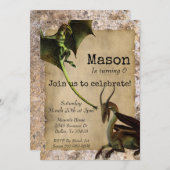 Dragon Magical Child Birthday Fantasy Einladung (Vorne/Hinten)