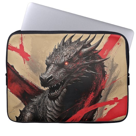 Dragon Majestät - Abstrakter Expressionismus Laptopschutzhülle (Vorderseite)