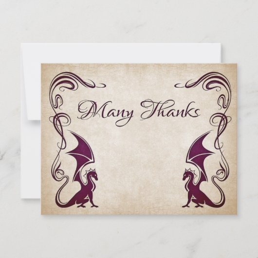 Dragon Medieval Fantasy Wedding Dankeskarte (Vorderseite)