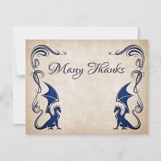 Dragon Medieval Fantasy Wedding Dankeskarte (Vorderseite)