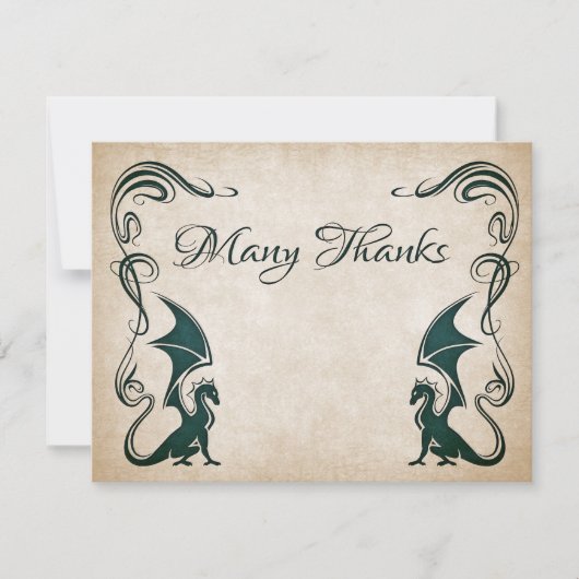 Dragon Medieval Fantasy Wedding Dankeskarte (Vorderseite)