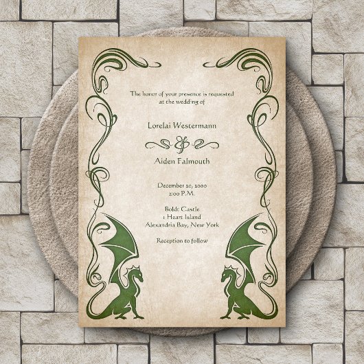 Dragon Medieval Fantasy Wedding Einladung