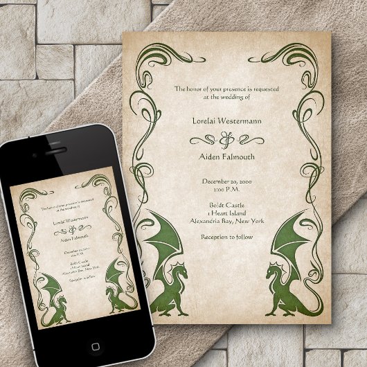 Dragon Medieval Fantasy Wedding Einladung