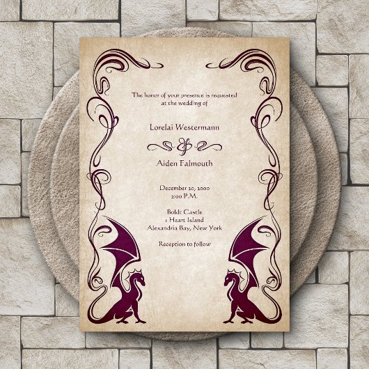Dragon Medieval Fantasy Wedding Einladung