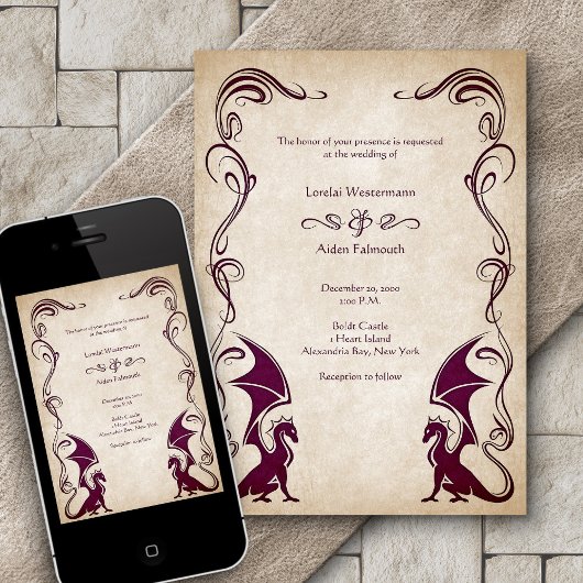 Dragon Medieval Fantasy Wedding Einladung