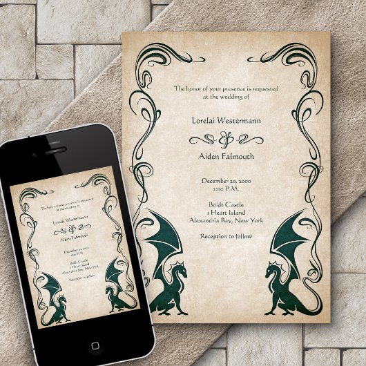 Dragon Medieval Fantasy Wedding Einladung