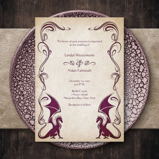 Dragon Medieval Fantasy Wedding Einladung